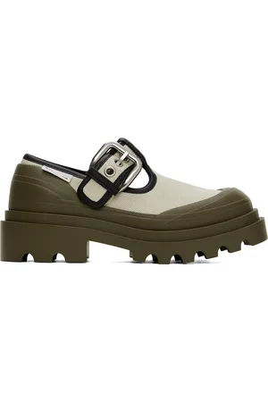 Bottega Veneta Beige & Khaki Trek Mary-Jane Loafers
