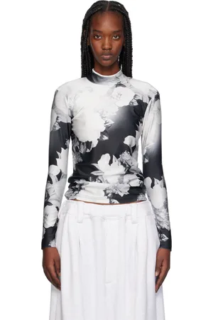 MERYLL ROGGE Black & White Long Sleeve Piping Turtleneck