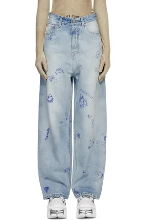 Vetements Blue Scribbled Baggy Jeans