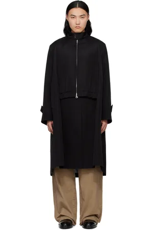 SACAI Black Double-Faced Silk Cotton Coat