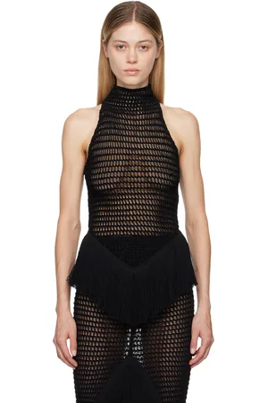 Alaïa Black Fringes Tank Top