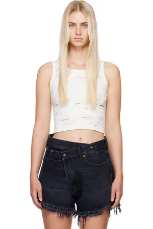 R13 White Distressed Tank Top