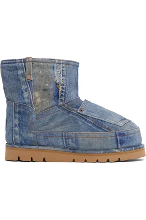 Acne Studios Blue Printed Leather Low Boots