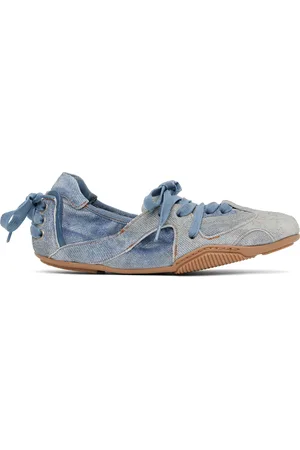 Acne Studios Blue Lace-Up Leather Flats