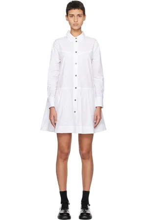 Ganni White Spread Collar Minidress