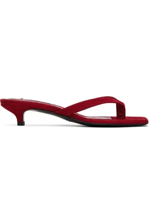 Totême Red Suede Heeled Flip-Flops