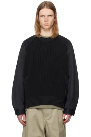 SACAI Black & Khaki Cotton Chino Mix Sweater