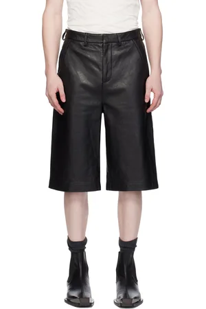 Entire Studios Black Area Leather Shorts