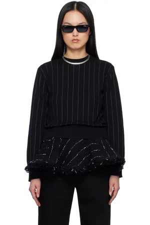 SACAI Black Tweed & Knit Pullover Sweater