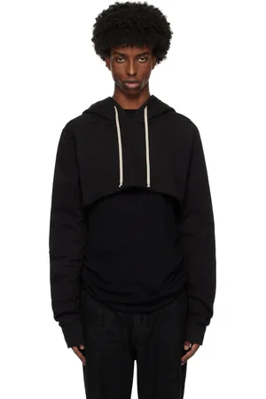 Rick Owens Black Porterville Cropped Hoodie