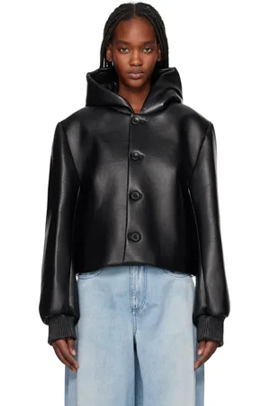 J.W.Anderson Black Cropped Hooded Blouson Leather Jacket