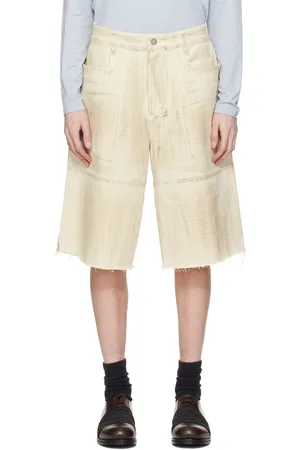 Serapis Beige Tar-Painted Wide Sailor Shorts