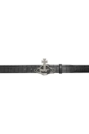 Vivienne Westwood Gray Line Orb Buckle Belt