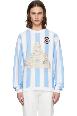 424 FAIRFAX White & Blue Patch Sweater