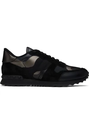 VALENTINO GARAVANI Black & Gunmetal Camouflage Rockrunner Sneakers