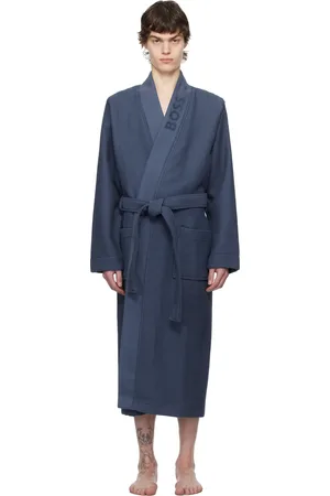 HUGO BOSS Navy Waffle-Structure Dressing Robe