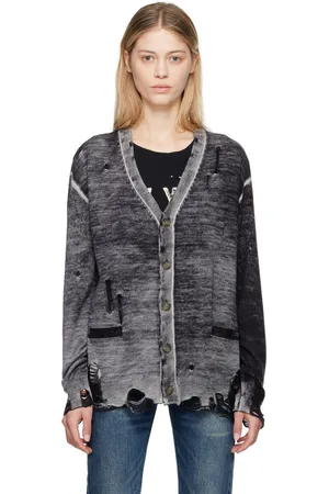 R13 Black Merino Wool Boyfriend Cardigan