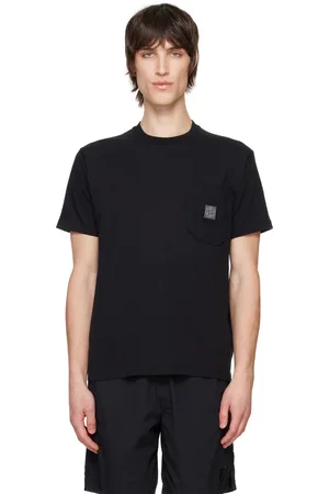Stone Island Black Organic Cotton Jersey Fissato Effect T-shirt