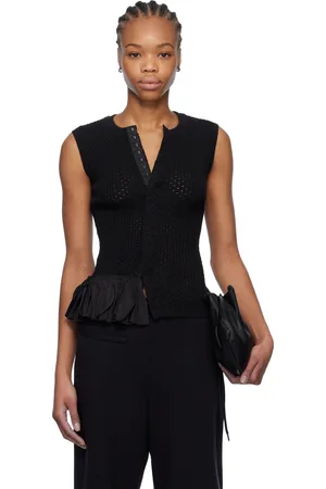 Maison Margiela Black Detatchable Ruffles Tank Top