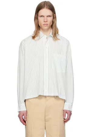 Camiel Fortgens White & Green Striped Basic Shirt