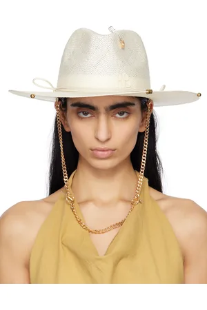 Ruslan Baginskiy Off-White Chain Strap Straw Fedora
