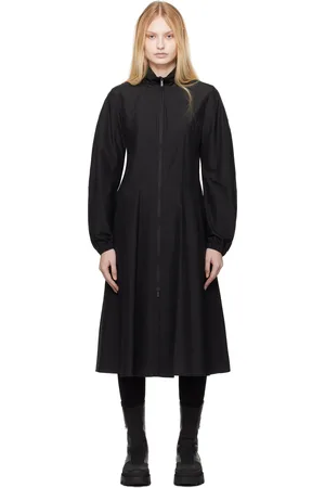Moncler Black Front Zip Midi Dress