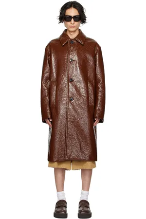 DRIES VAN NOTEN Brown Crinkled Coat