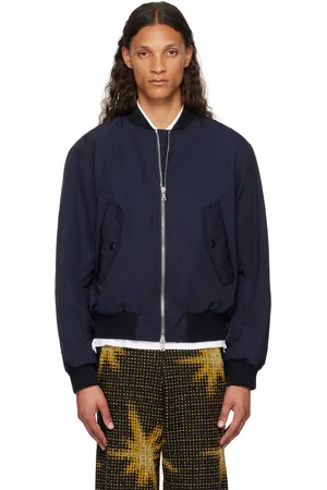 DRIES VAN NOTEN Navy Padded Bomber Jacket