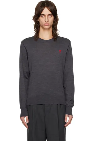 Ami Gray Red Ami De Cœur Sweater