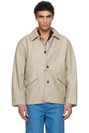 Recto Beige Vintage Washing Leather Chore Jacket