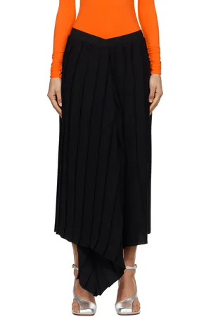 Maison Margiela Black Drape Pleated Midi Skirt
