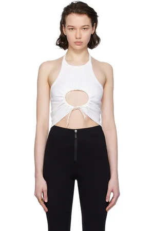 Alaïa White Gathered Tank Top