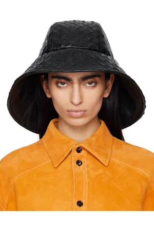 Bottega Veneta Black Intrecciato Leather Beach Hat