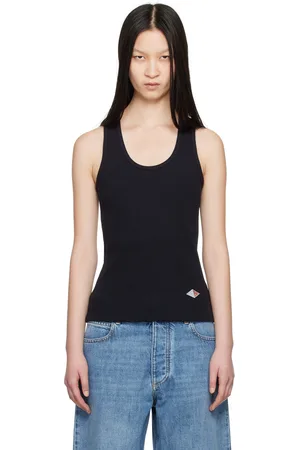 Bottega Veneta Navy Logo Patch Tank Top
