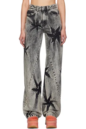 Masha Popova Black Boyfriend Spiral Flower Jeans