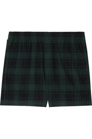 SKIMS Green & Black Flannel Sleep Short Boxers