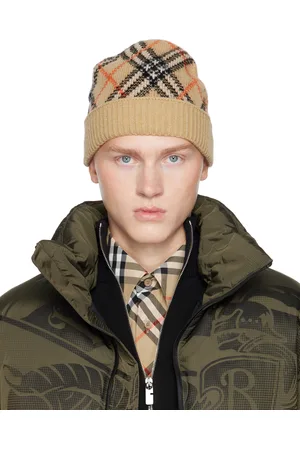 Burberry Beige Check Cashmere Beanie