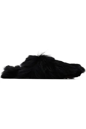 YVES SALOMON Black Toscana Lambskin Slippers