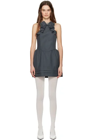 Shushu/Tong Gray 3D Bow Hanging Neck Minidress