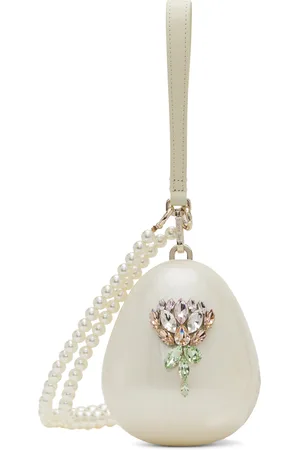 Simone Rocha Off-White Embellished Micro Pearl Egg Bag