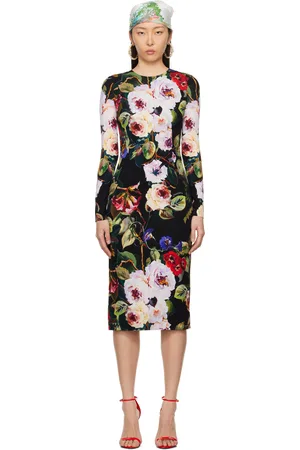 Dolce & Gabbana Black Floral Midi Dress