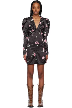 Ganni Black Floral Minidress