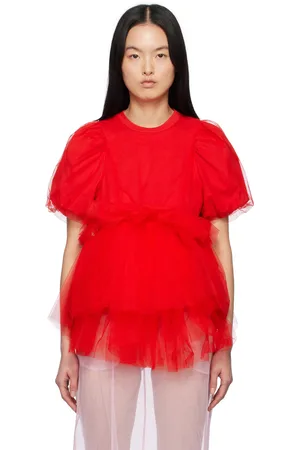 Simone Rocha Tulle Overlay Puff Sleeve Tutu Hem T-shirt