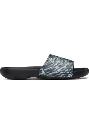Burberry Black & Off-White Check Dive Slides