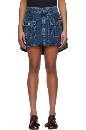 J.W.Anderson Blue Curved Patch Pocket Denim Miniskirt