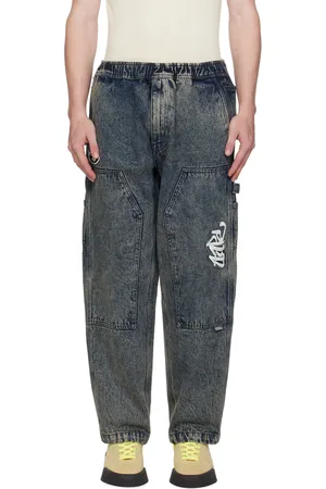 A Bathing Ape Blue Embroidered-Logo Jeans