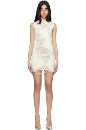 Maison Margiela Off-White Slashed Minidress