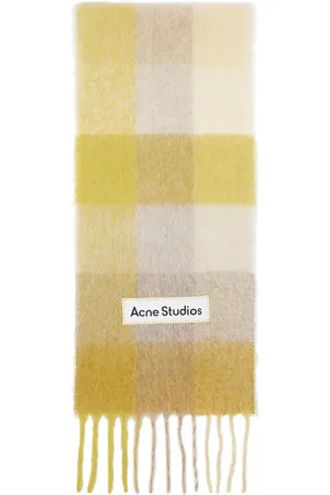 Acne Studios Yellow Mohair Checked Scarf