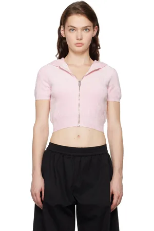 Alexander Wang Pink Cropped Zip-Up Hoodie