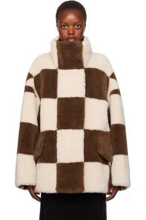 Stand Studio Off-White & Brown Dani Faux-Fur Jacket